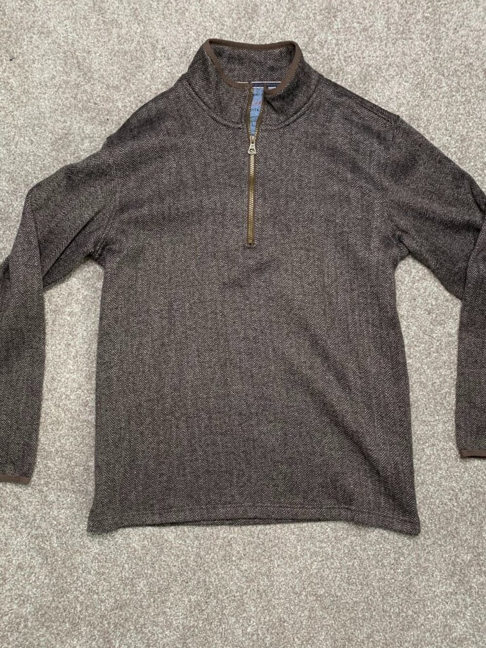 Mens Weatherproof Vintage1/4 Zip Brown Sweater Size Large.